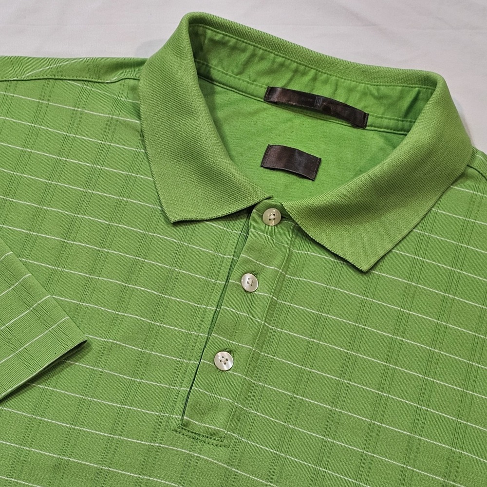Nike Mens X-Large Green Polo Shirt Tiger Woods Collection Striped Golf Top